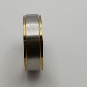 Mens Two-Tone Gold Silver Stainless Steel Ring Band Wedding Engagement Size 11.5